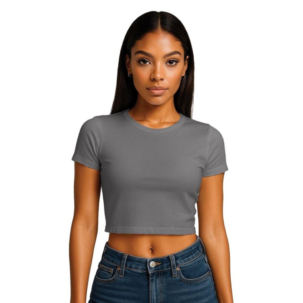 Casual Classics Womens/Ladies Combed Cotton Crop T-Shirt / Charcoal